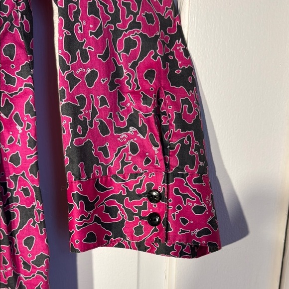 EUC Calvin Klein Pink & Gray Collared Button Cotton Blouse Convertible Sleeve - Picture 4 of 8